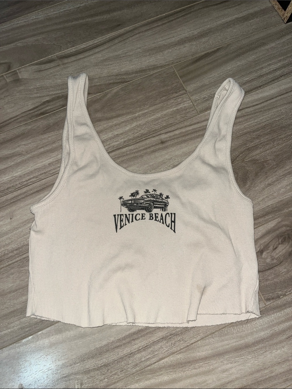 Garage White Ribbed Venice Beach Crop Tank